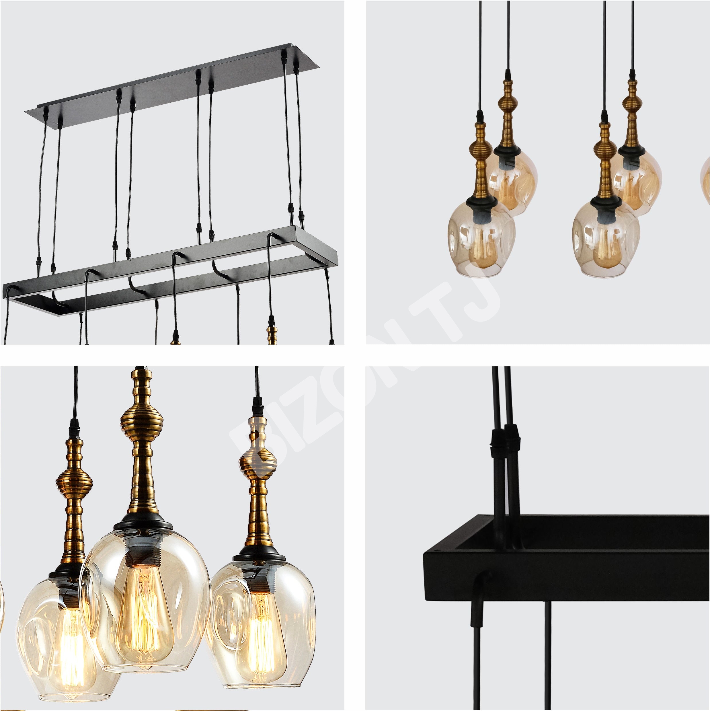 Люстра Amber Cone стекло черный металл Island потолочный Chandelier светильник с 8xE27, 158-19582 4
