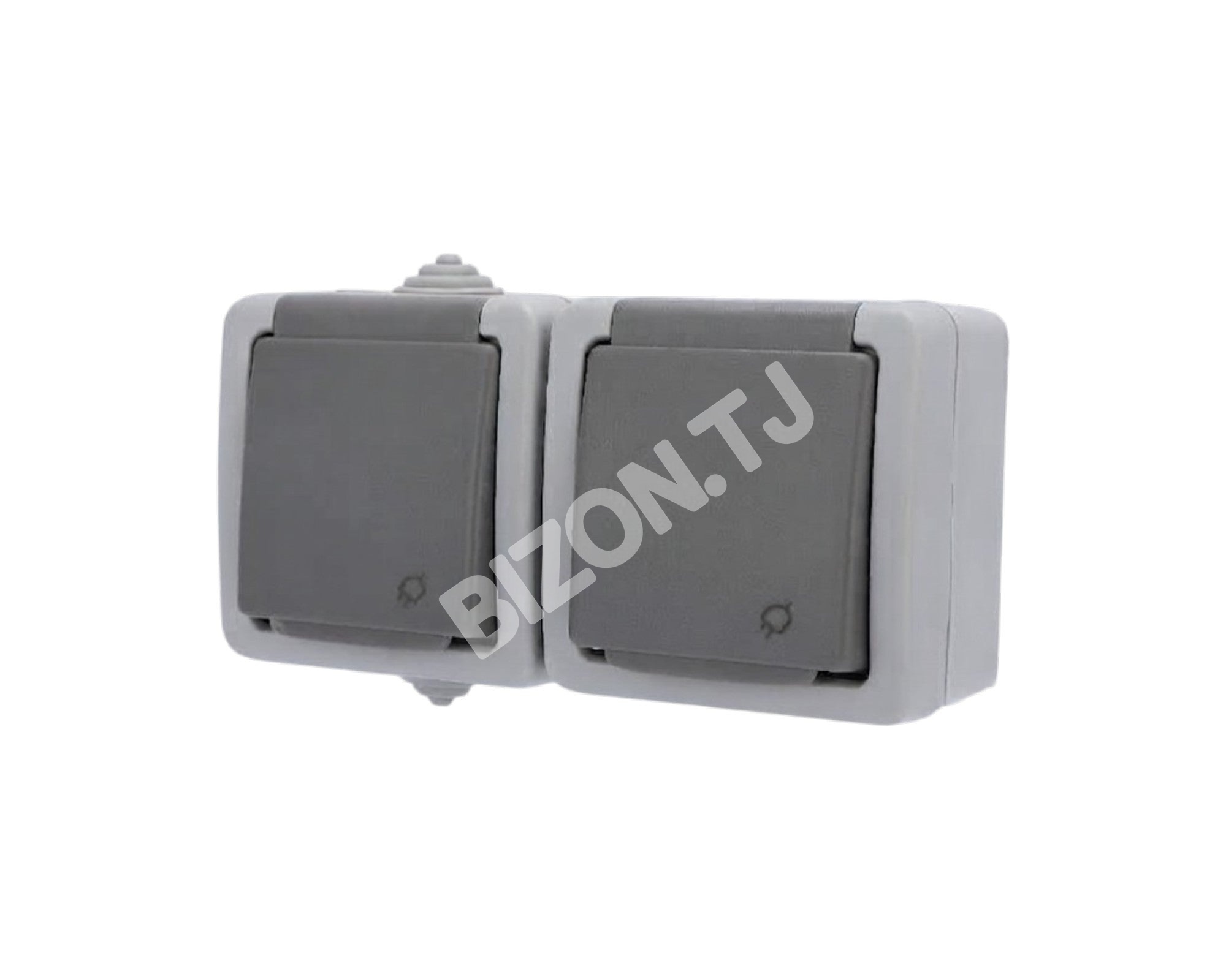 Розетка 2-ая с / з, с з / ш, о / у, 16А серый IP54 Atlantis100 / 5, 379-03032 2