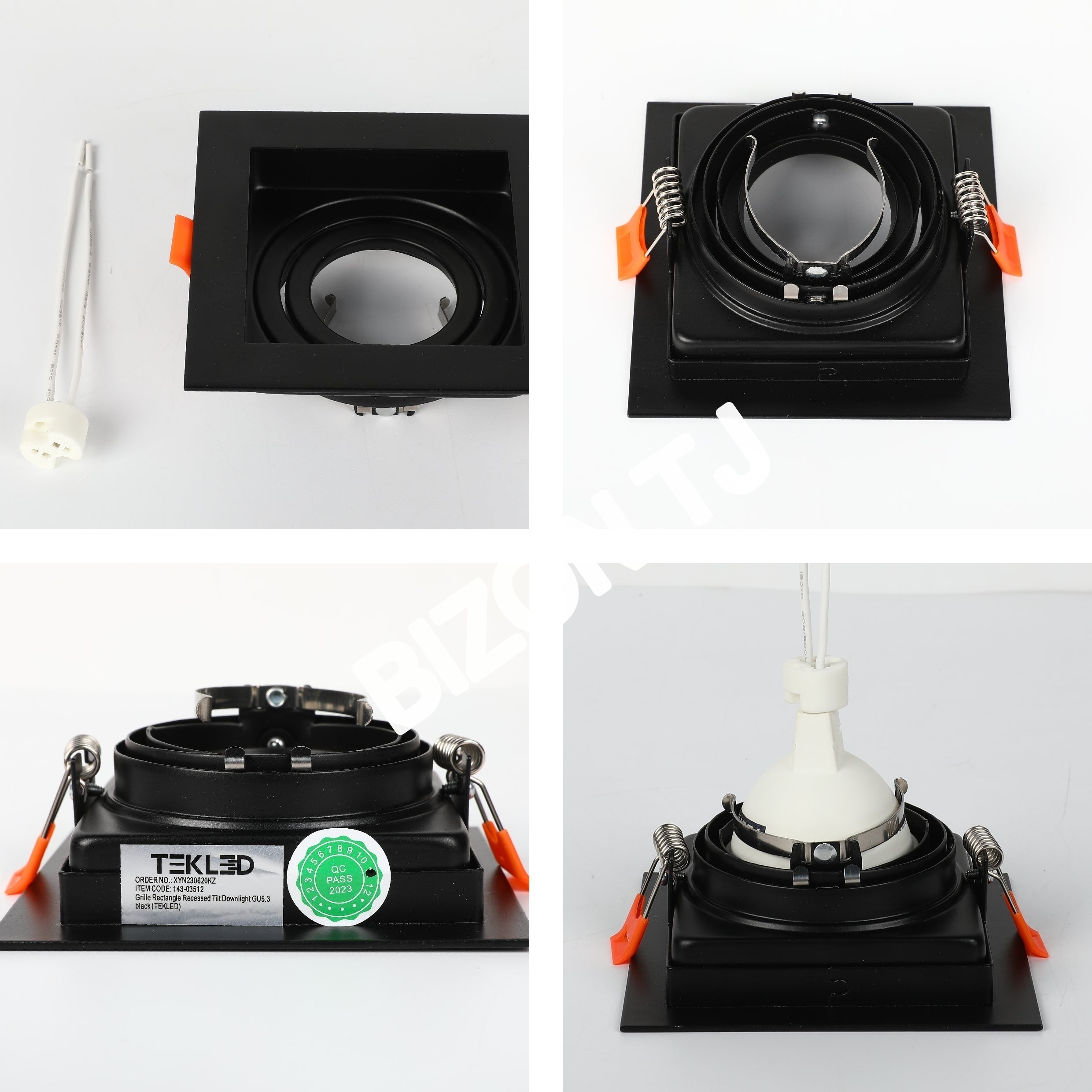 Светильник Grille Rectangle Recessed Tilt даунлайт GU5.3 белый and черный 2 way, 143-03514 34