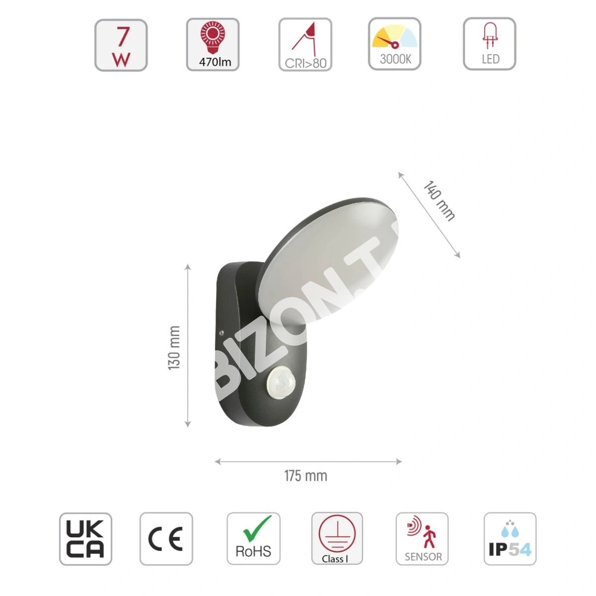 Светильник LED WY3020 2×1 Вт датчик 4000 К черный UK, 182-03373 5