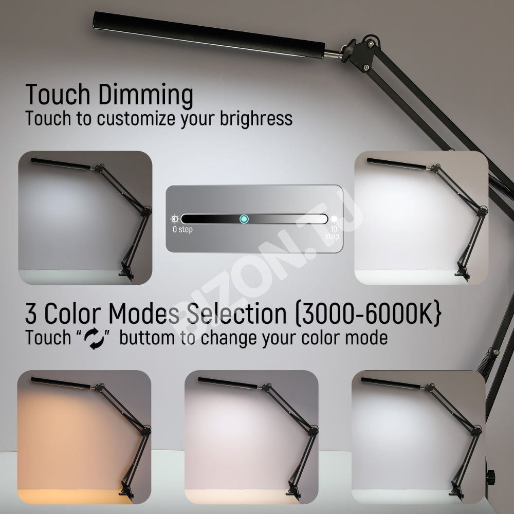 LED Dimming Desk светильник черный 15 Вт 3000-6000 К, 130-03767 9