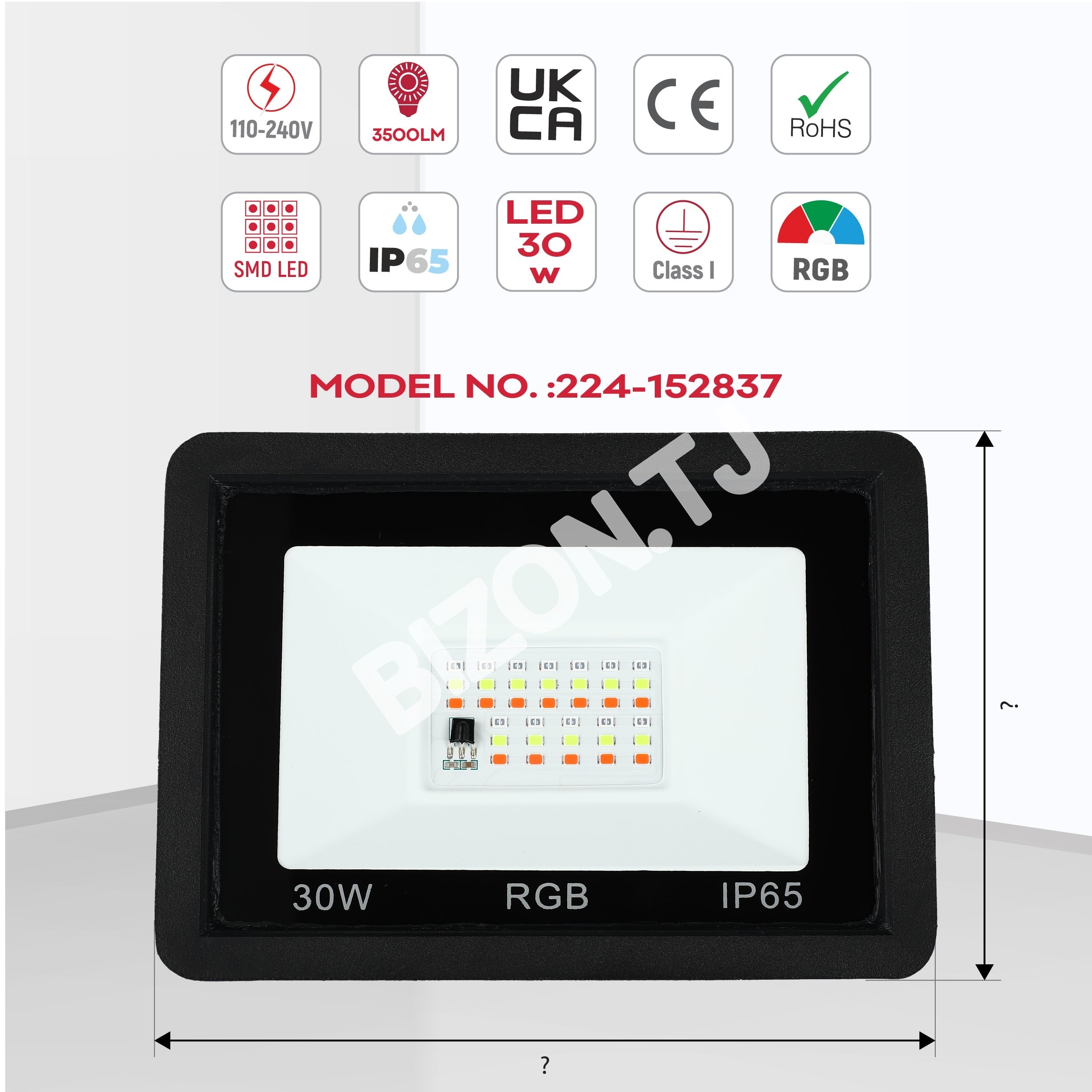 Прожектор LED DOB 50 Вт RGB черный IP65, 224-152838 10