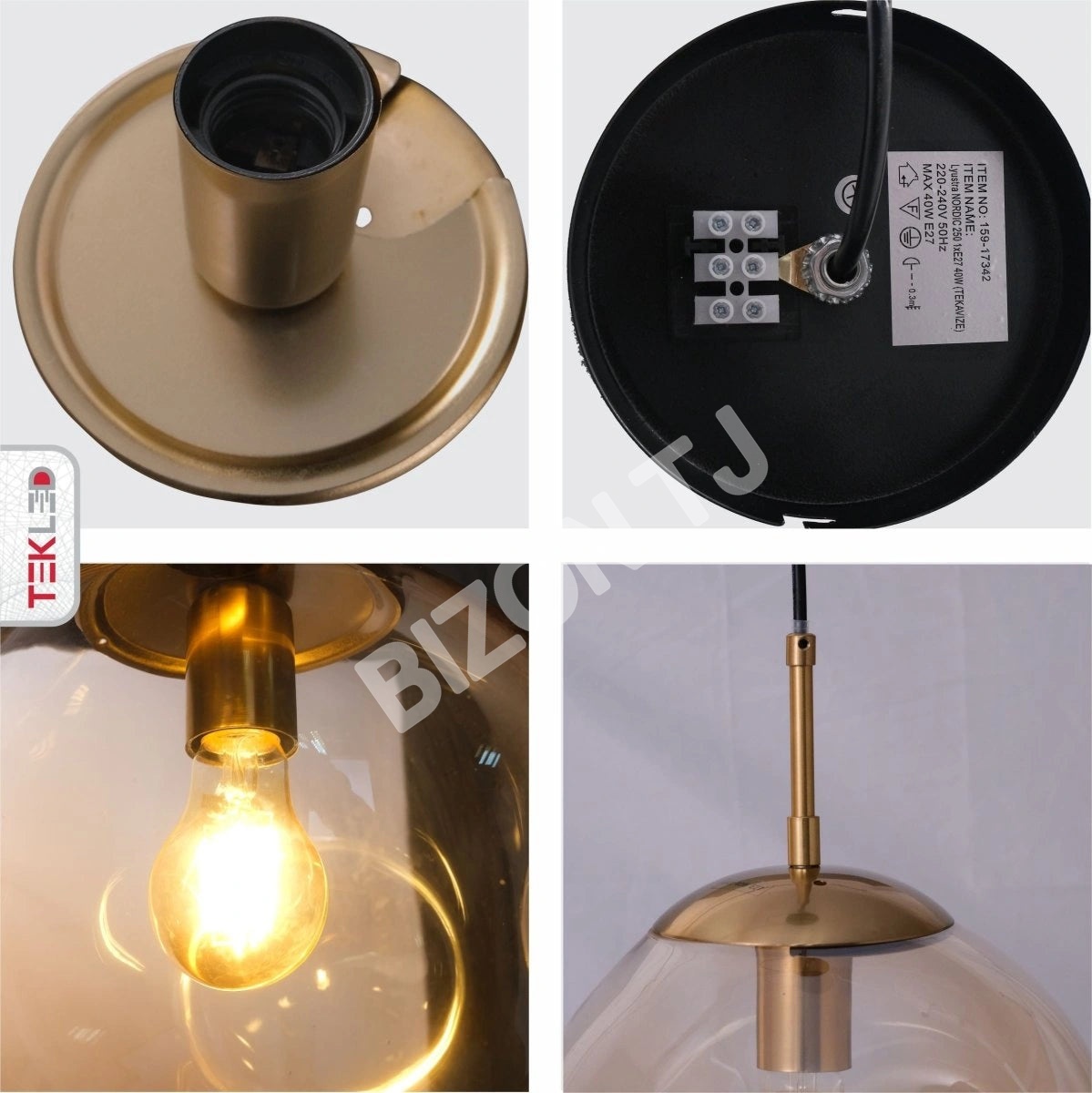 Люстра NORDIC 40 Вт AMBER 1xE27 d250, 159-17342 5