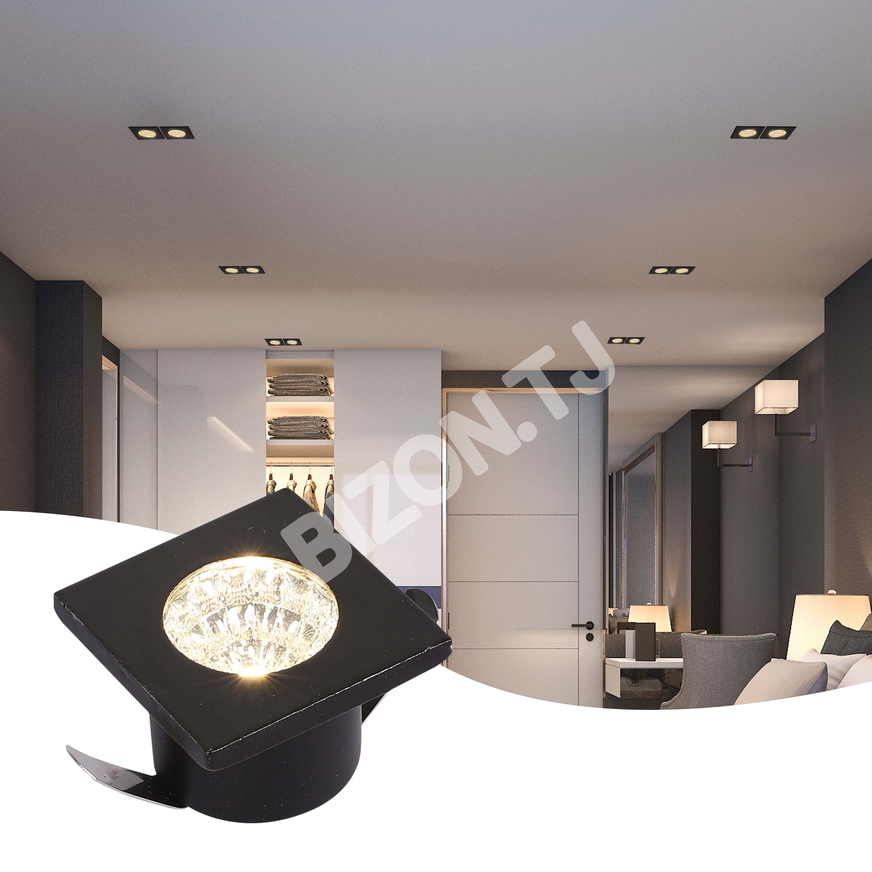 Светильник LED M101BL COB квадратный 1 Вт черный 4000 К 200, 145-03062 3