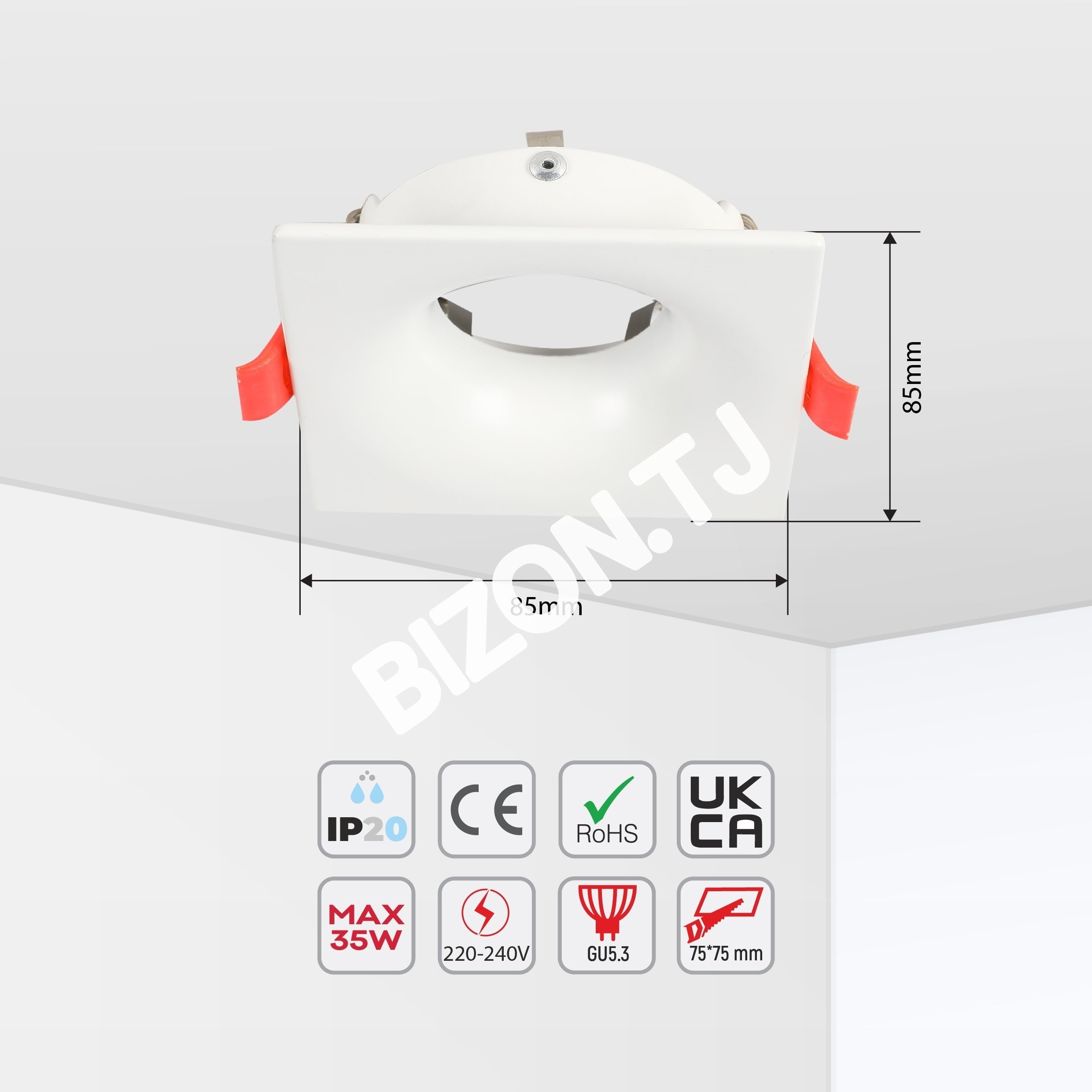 Светильник Low UGR Fixed Aluminium даунлайт GU5.3 WH квадратный IP20, 143-03528 5