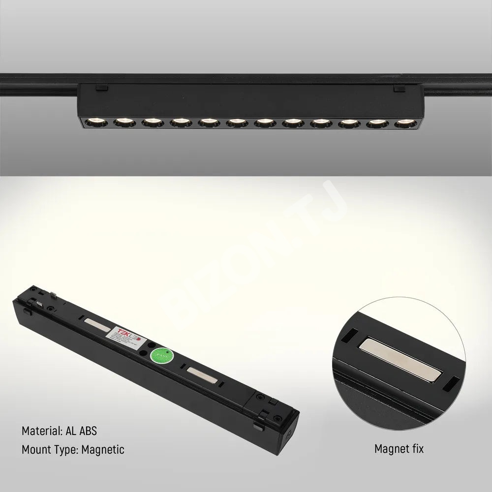 Светильник LED магнитный SLIM 12 Вт 48 В 4000 К черный трековый, 169-03109 7