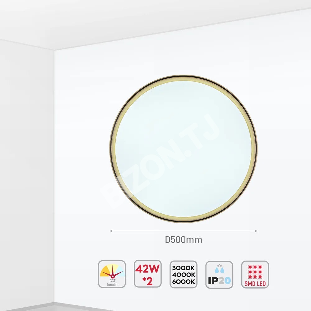 Светильник LED потолочный Светильник BG500 40Wx2 черный золотой D500 60, 165-16007 5