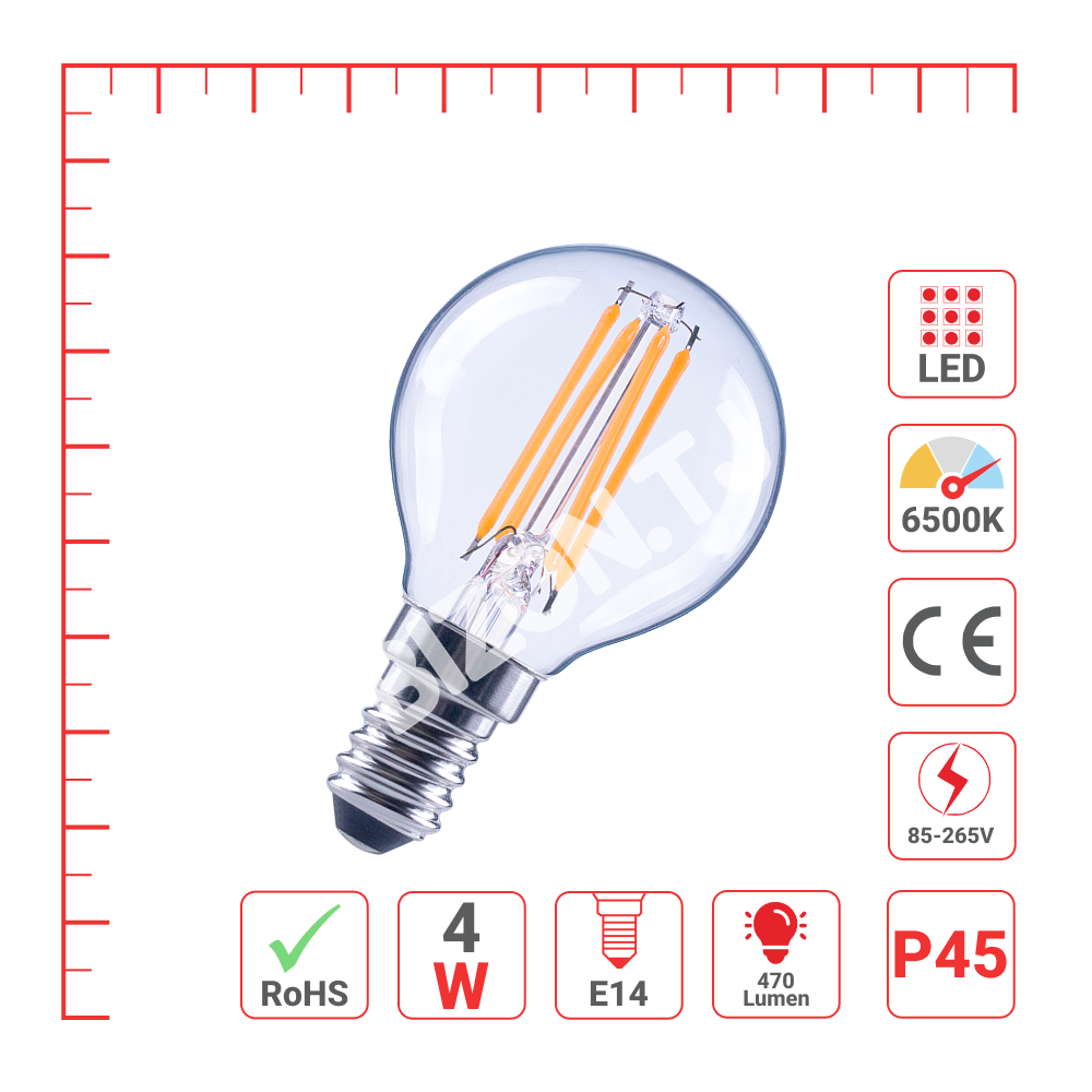 Лампа LED P45 4 Вт E14 CLEAR470 лм 6500 К 85-265 В, 527-03172 5