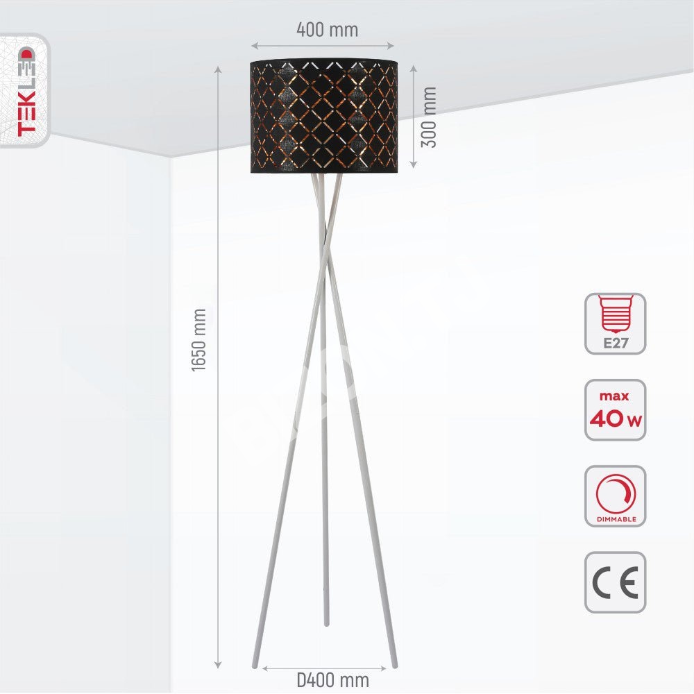 Лампа Tripod белый Drum напольный лампа с E27 Fitting, 158-199998 3