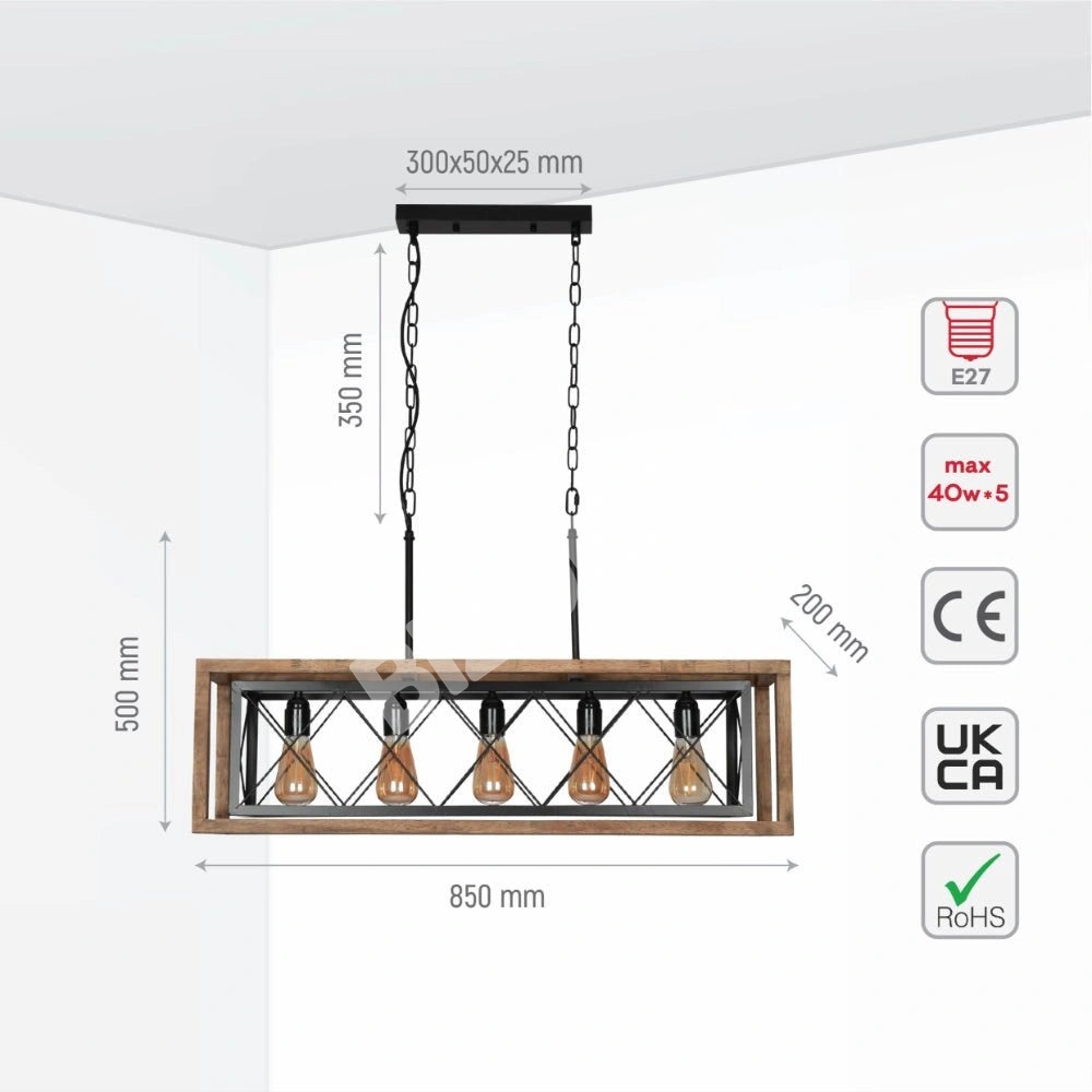 Черный металл Cage Old дерево Cuboid Kitchen Island Ch, 159-17860 4