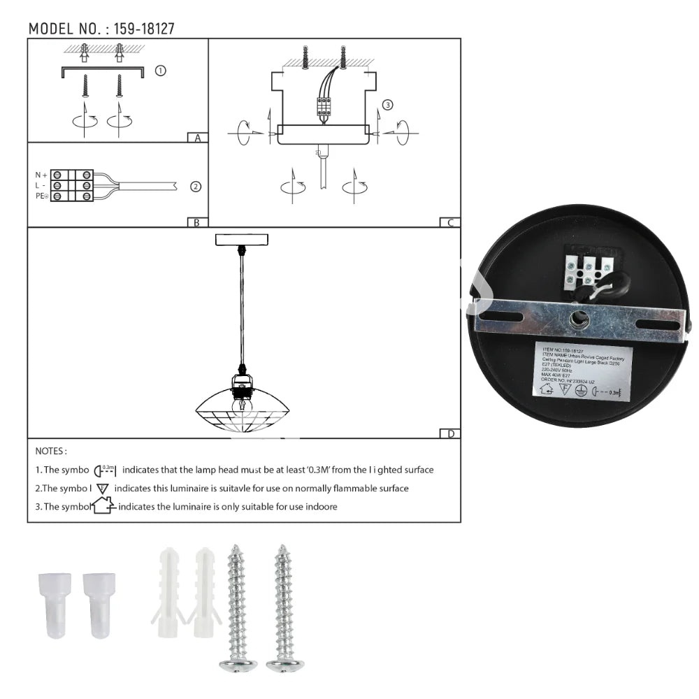 FIRMATO E27 Large черный D250, 159-18127 8