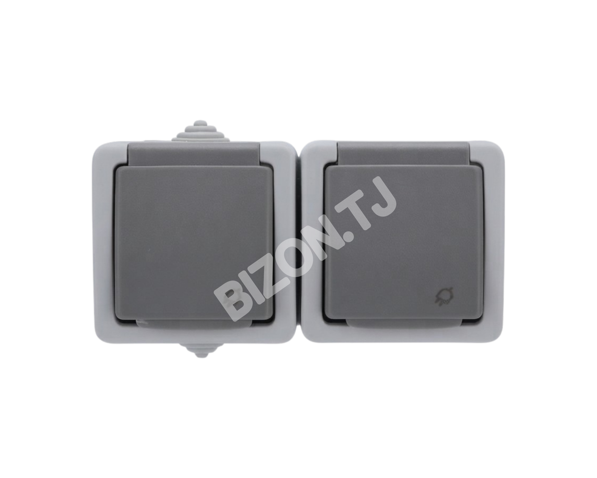 Розетка 2-ая с / з, с з / ш, о / у, 16А серый IP54 Atlantis100 / 5, 379-03032