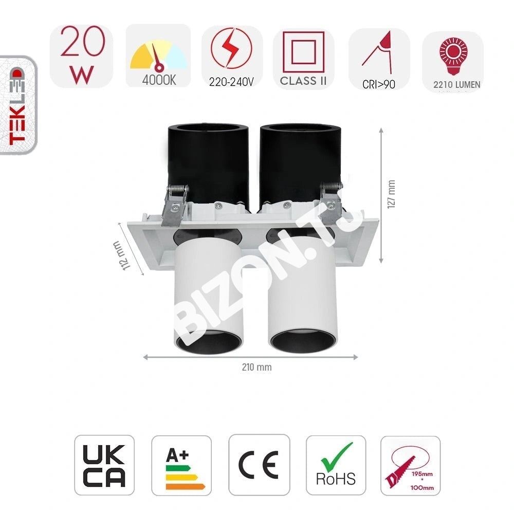 Светильник даунлайт LED DURBUN 2*10 Вт 4000 К WH 12, 165-03942 9