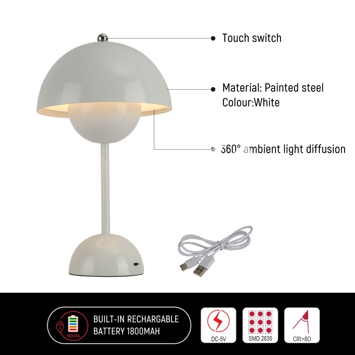 Светильник настольный SCANDINAVIAN 14 LED металл D, 130-03732 15
