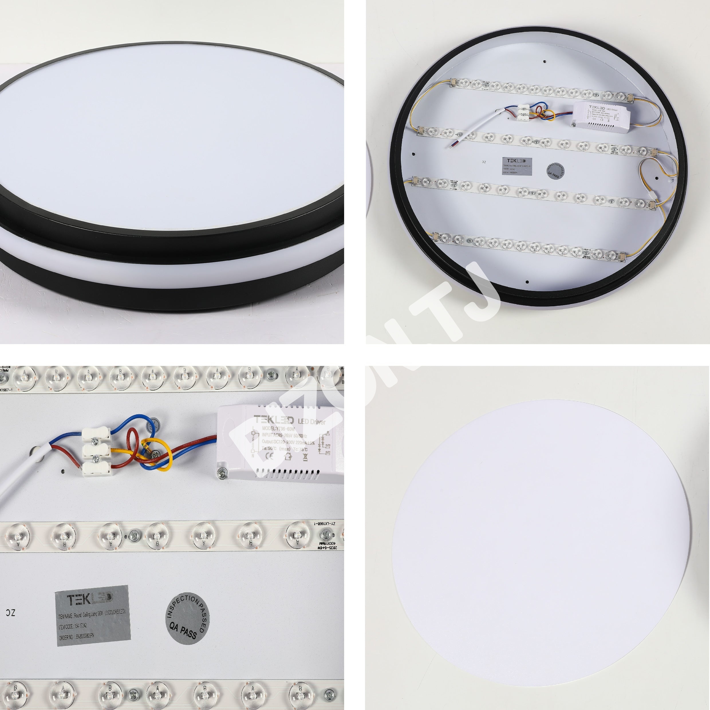 LED круглый 36 Вт черный белый D500 3CCT, 154-17342 6