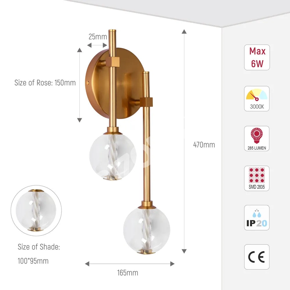 Бра LED Бра 39308-2C Clear 3000 К, 151-20044 5