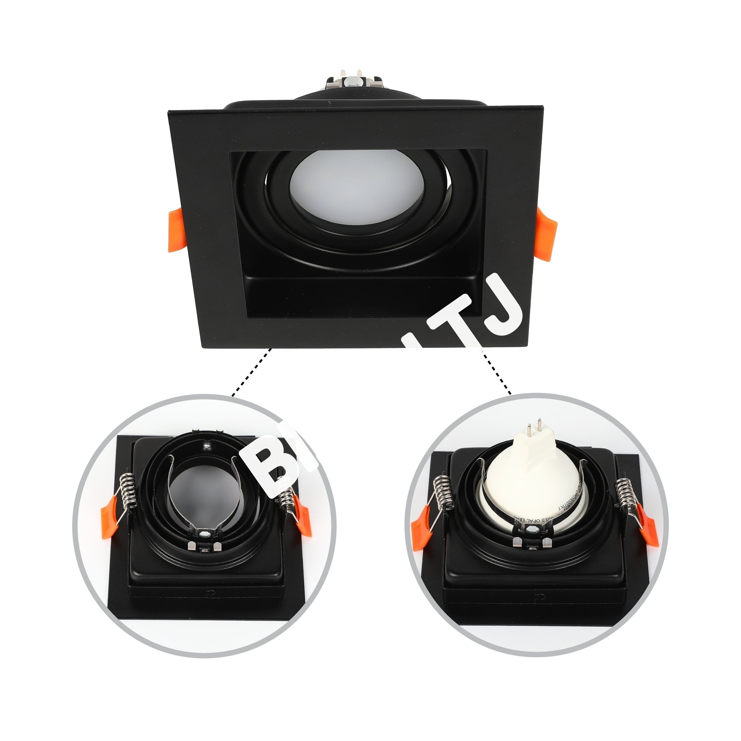 Светильник Grille Rectangle Recessed Tilt даунлайт GU5.3 белый and черный 2 way, 143-03514 33