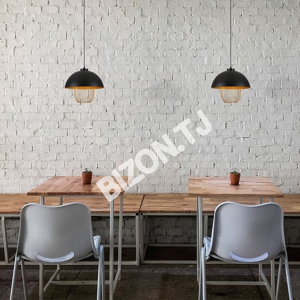 Светильник Matte золотой Caged Shade с черный Dome Top Pendat потолочный светильник D290 с E27 Fitting, 150-18304 9