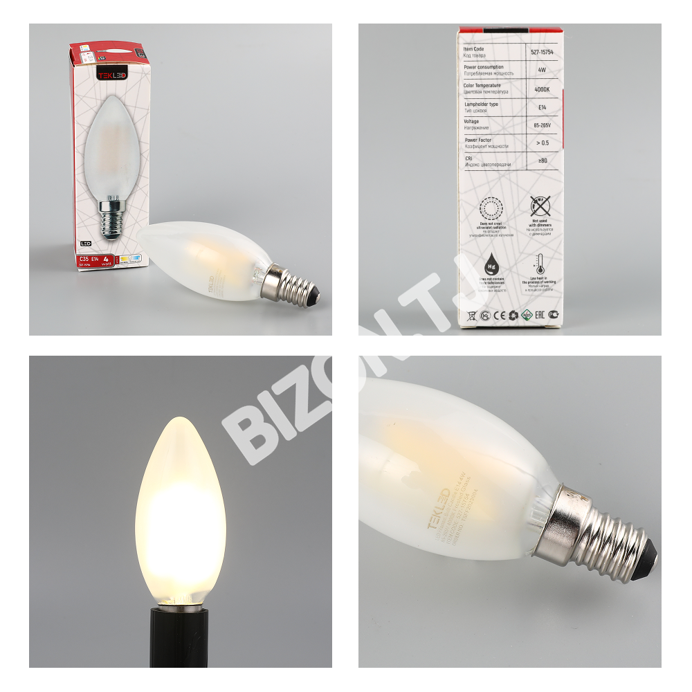 Лампа LED Filament Bulb Candle 4 Вт E14 85-265 В 3000 К Fros, 527-15752 11