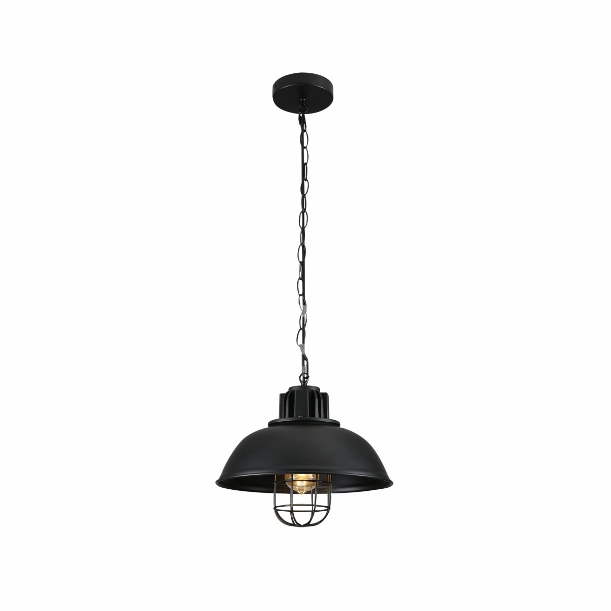 Черный Dome Caged Industrial металл потолочный подвесной светильник с E27 Fitting, 150-18352