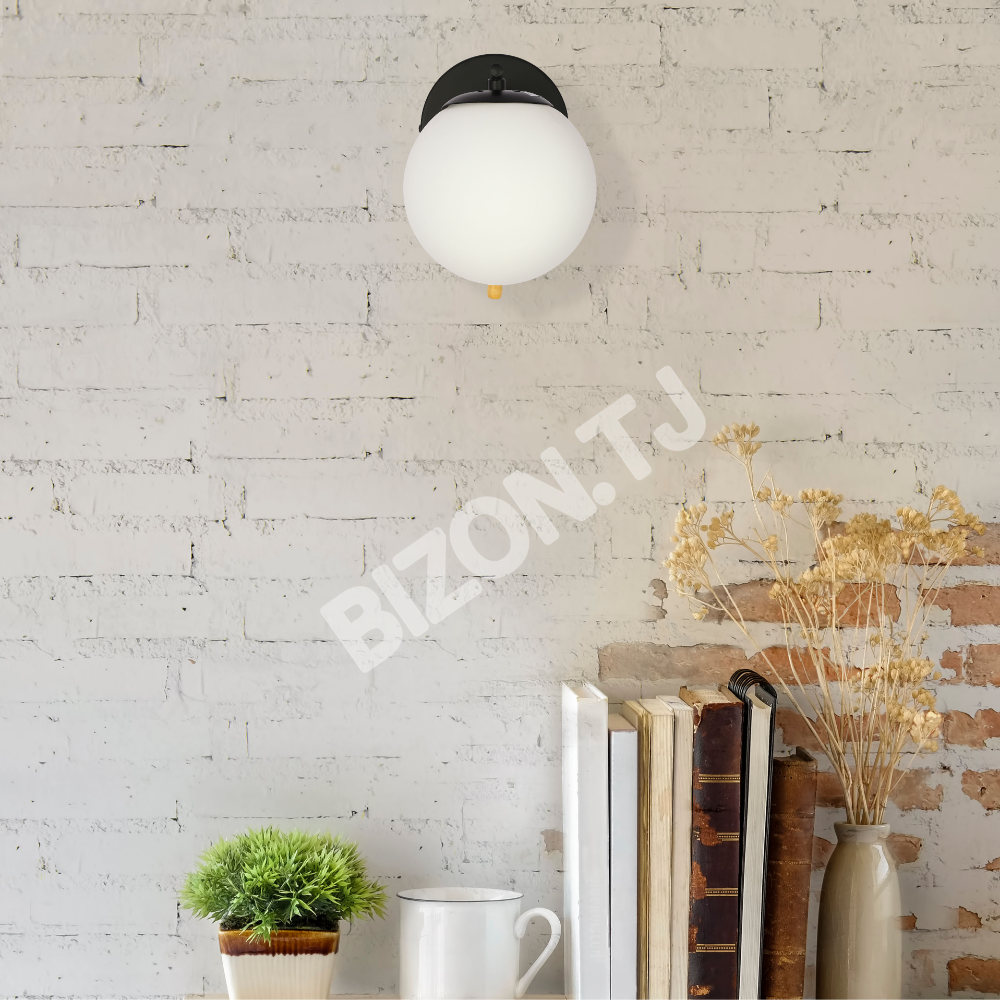 Выключатель опал GLOBE стекло золотой металл BODY VINTAGE RETRO настенный светильник с PULL DOWN SWITCH E27 FITTING золотой, 151-19780 17