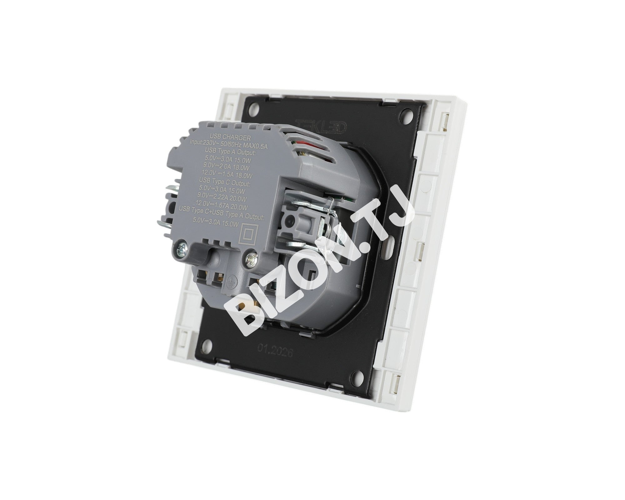Розетка Schuko с USB+TYPE C 20Вт, с / у, Темно-серая, серия NIZMO, ELECTRIC 96 / 8, 283-03592 3