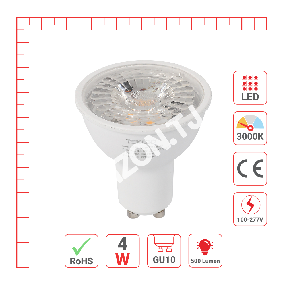 Лампа LED GU10 4 Вт 500 лм CLEAR 4000 К, 526-03072 10