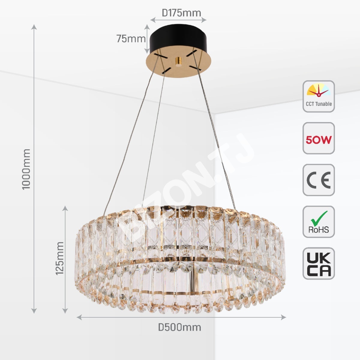 Люстра RQ500 золотой D500мм Control 3 Colour (с диста, 159-18215 4