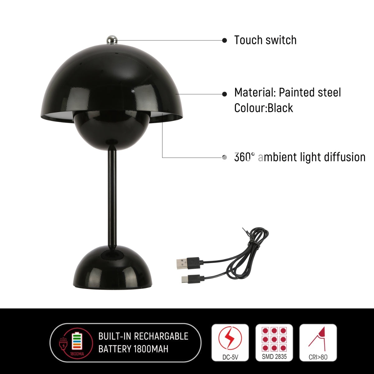 Светильник настольный SCANDINAVIAN 14 LED металл D, 130-03732 7