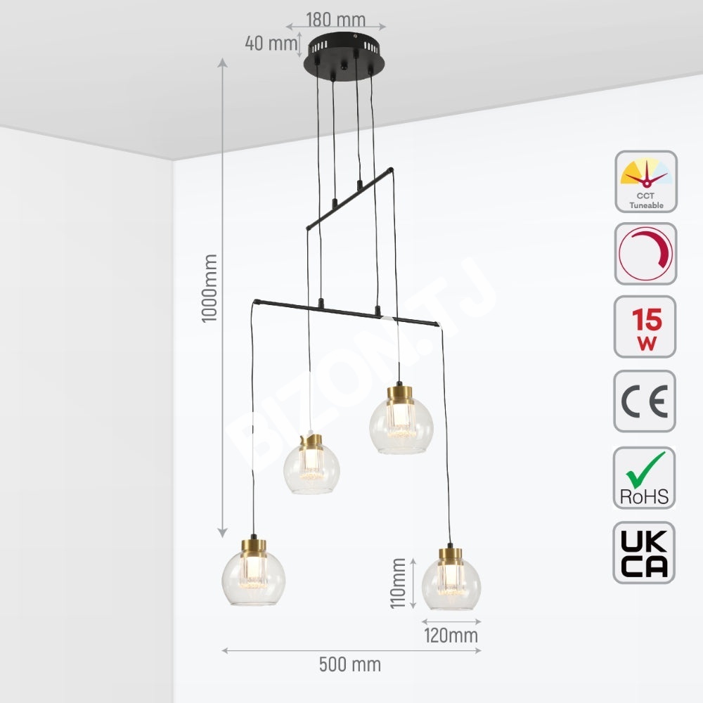 Люстра LED 7015-6 40 Вт DIMM черный, 159-17952 18